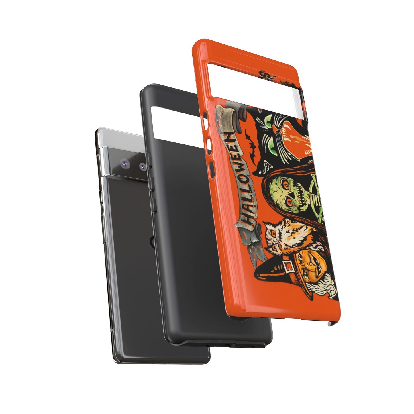 Vintage Halloween Phone Case,Tough Phone Cover,Spooky Accessory, Witch, Cat, Owl