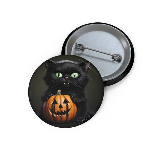 Halloween Gift,Cute Black Cat Pin Button,Cat Gift,Spooky Badge,Witchy Accessory