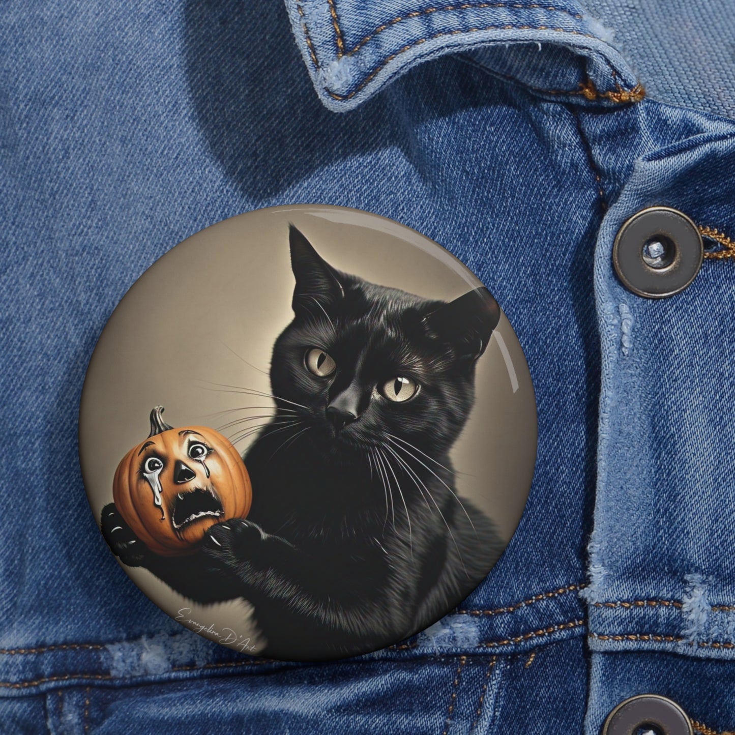 Halloween Black Cat Pin Button,Scary Cat,Holiday Accessory,Spooky,Pumpkin,unique
