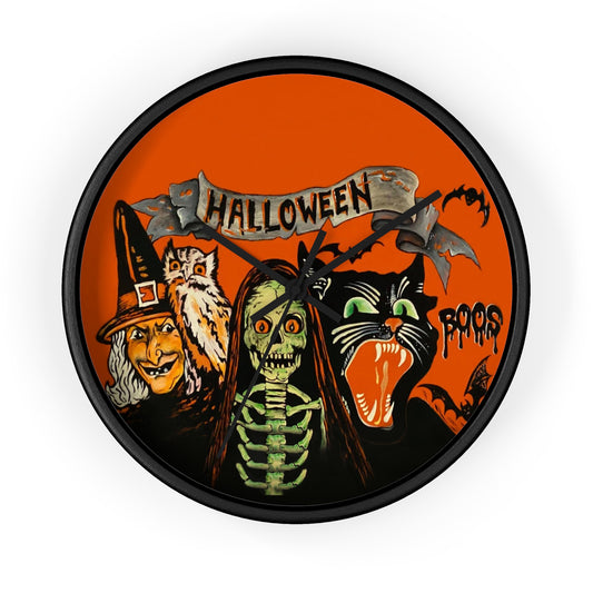 Vintage Halloween Wall Clock, Spooky Decor, Trick or Treat Timepiece, Witch, Boo