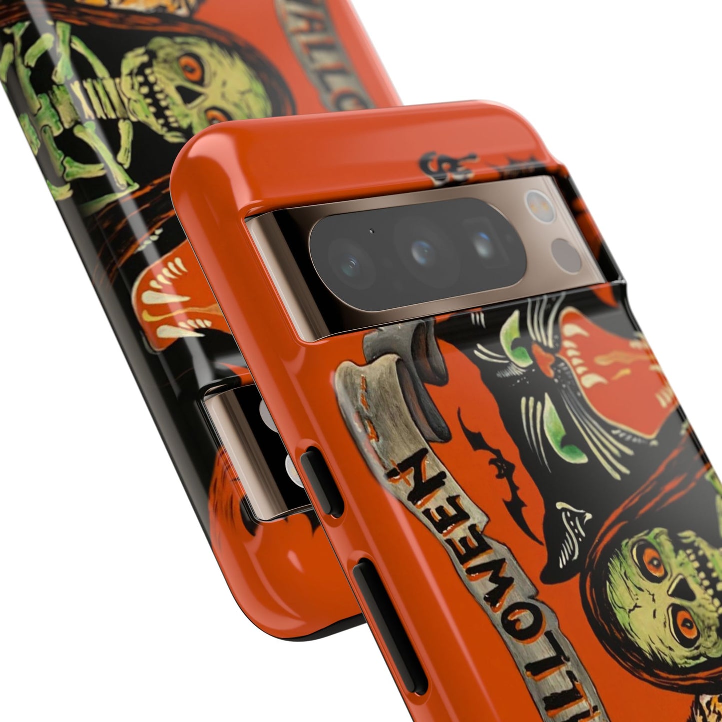 Vintage Halloween Phone Case,Tough Phone Cover,Spooky Accessory, Witch, Cat, Owl