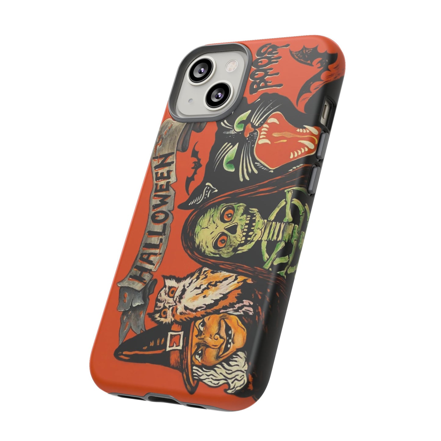 Vintage Halloween Phone Case,Tough Phone Cover,Spooky Accessory, Witch, Cat, Owl