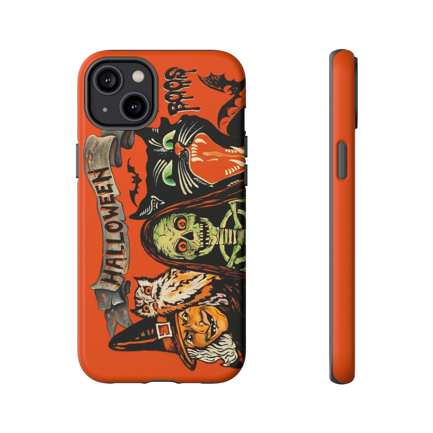 Vintage Halloween Phone Case,Tough Phone Cover,Spooky Accessory, Witch, Cat, Owl