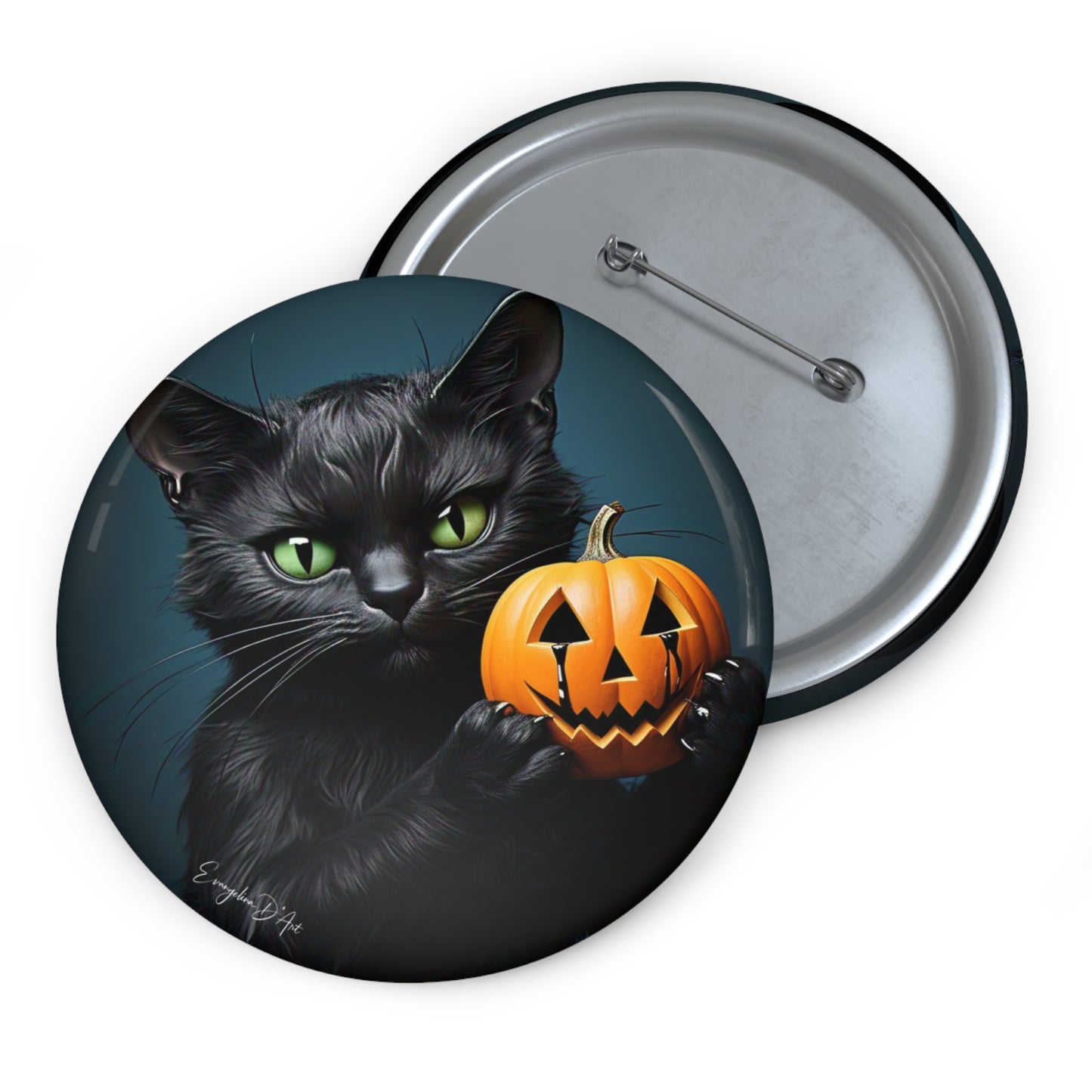 Happy Halloween,Cute Black Cat,Pin Button,Halloween Badge,Spooky Gift,Creepy,Art