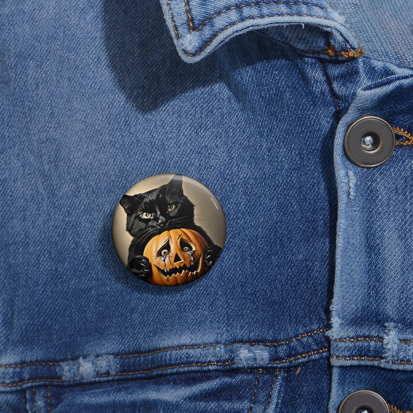 Scary Halloween Pumpkin,Cat Pin Button,Haunted,Brooch,Retro,Holiday Gift,Spooky