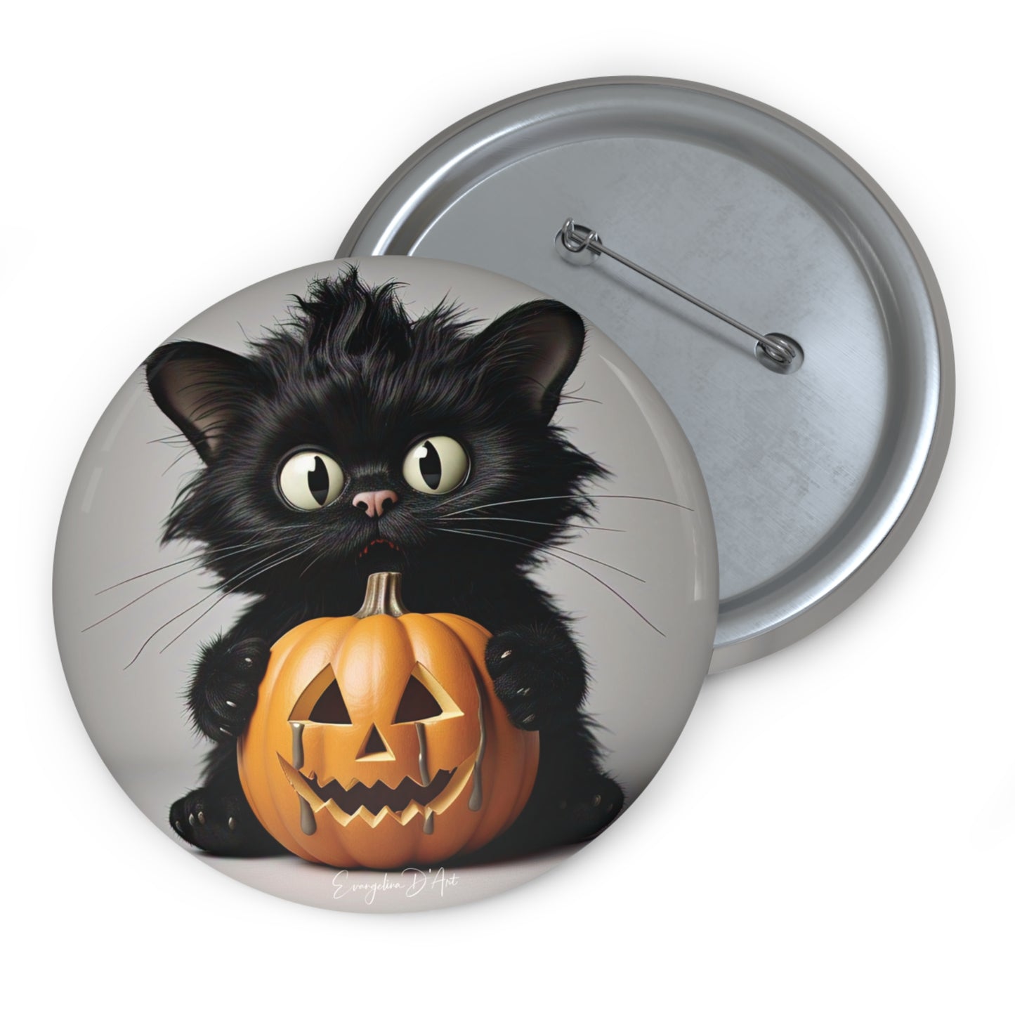 Cute Black Cat,Halloween Pin Button,Scary Brooch,Custom Pin Badge,Cat Lover Gift