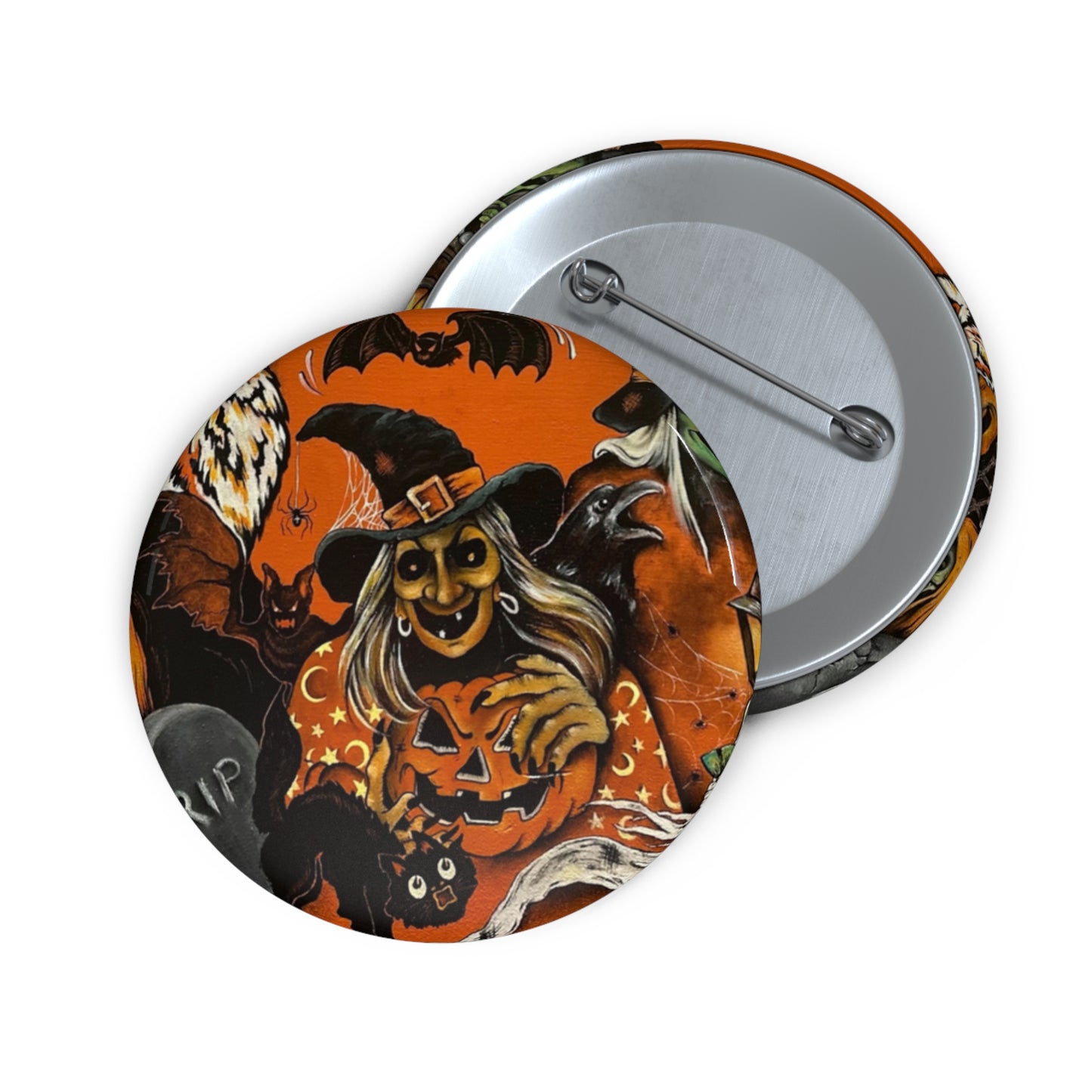 Vintage Halloween,Witch Pin Button,Fall,Accessories,Halloween Art,Collectibles