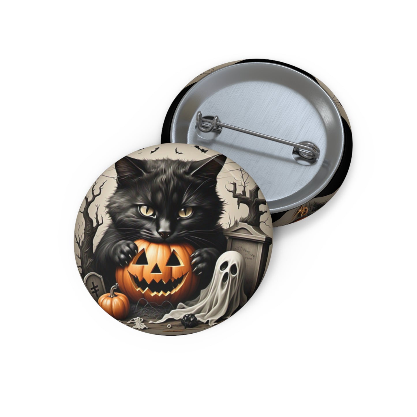 Halloween Black Cat Pin Button,Halloween Brooch,Spooky Accessory,Scary