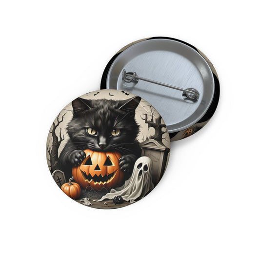 Halloween Black Cat Pin Button,Halloween Brooch,Spooky Accessory,Scary