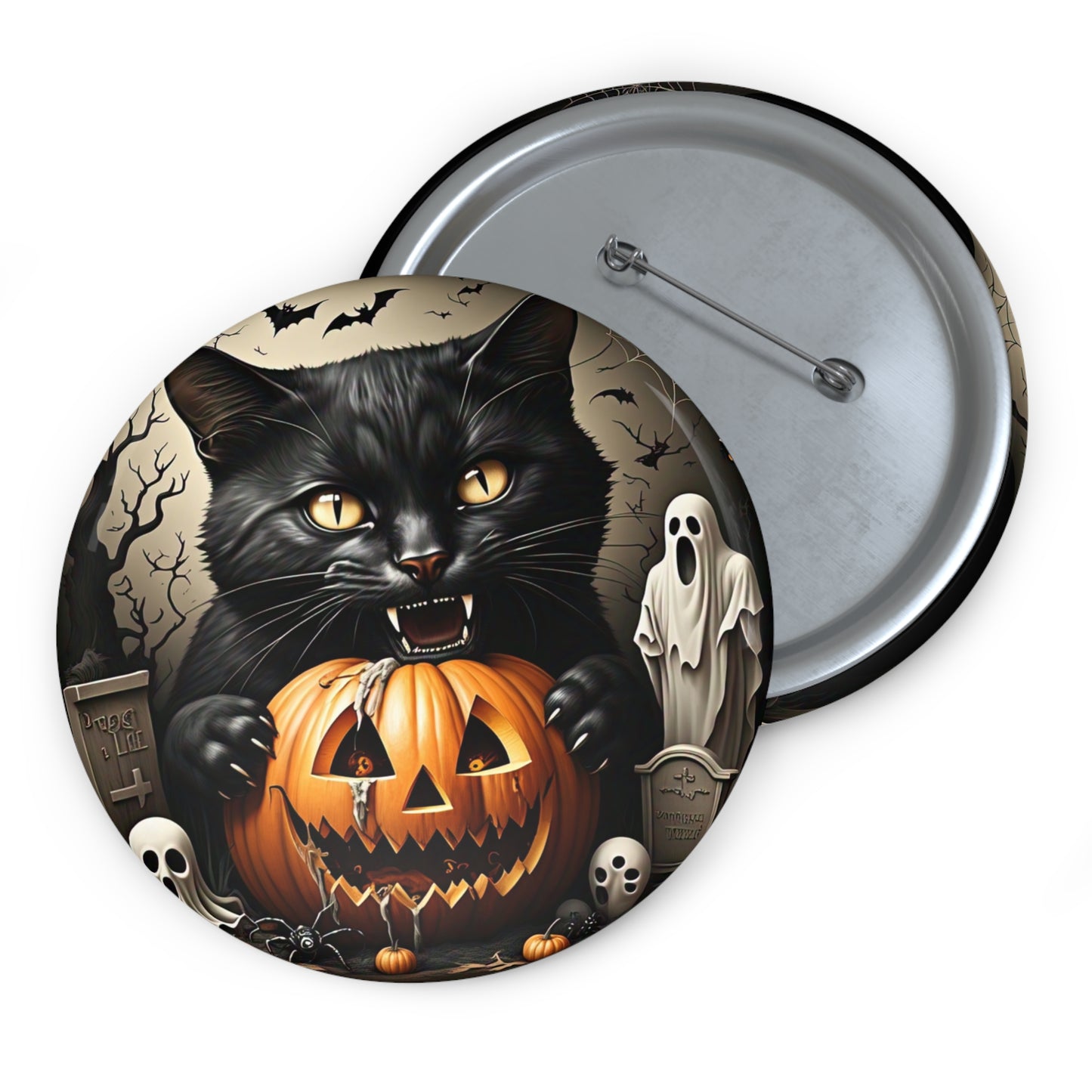Halloween Black Cat Pin Button,Holiday Accessory,Spooky gift,Trick or Treat,Boo