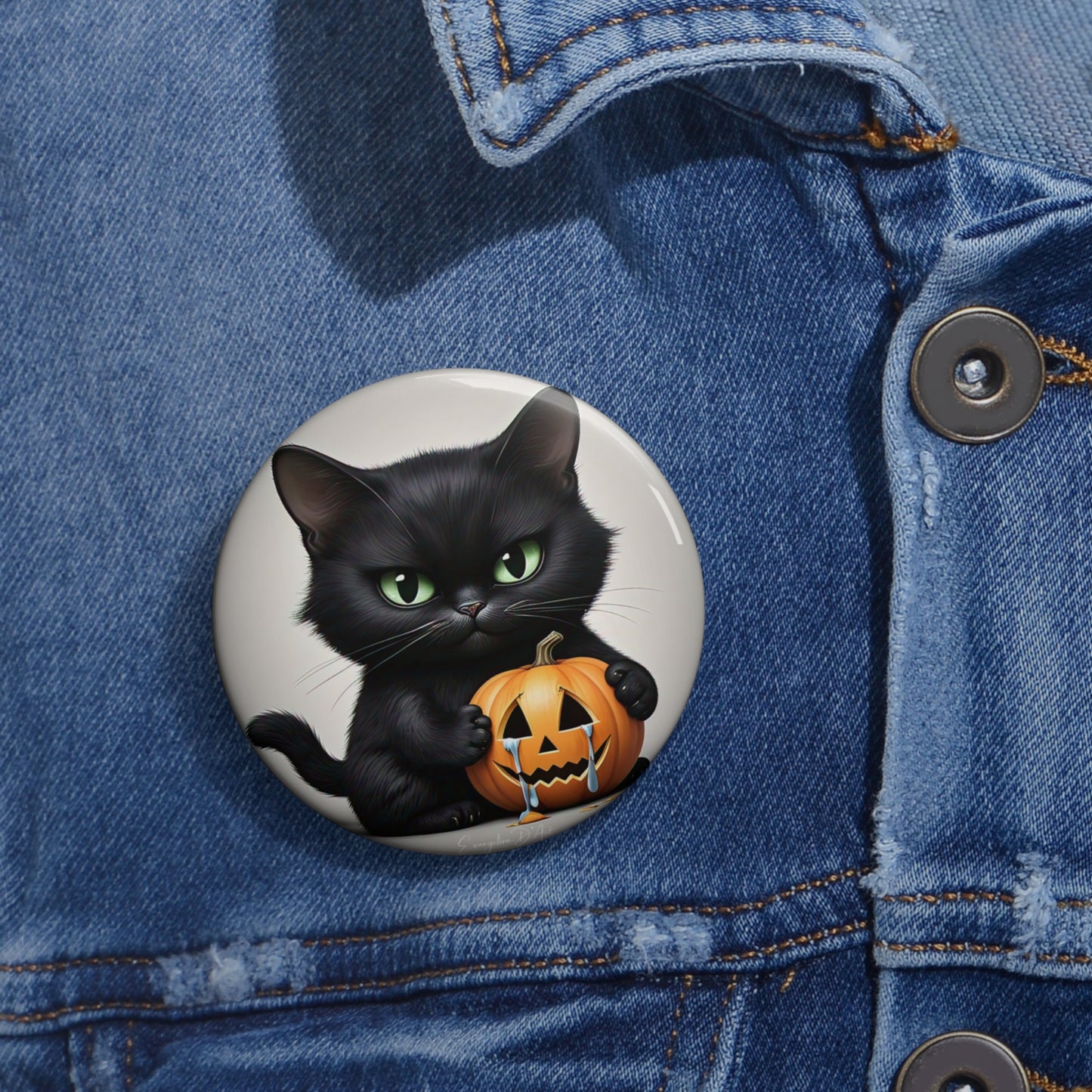 Cute Halloween Black Cat,Pin Button,Holiday Gift,Accessory,Spooky,Collectible