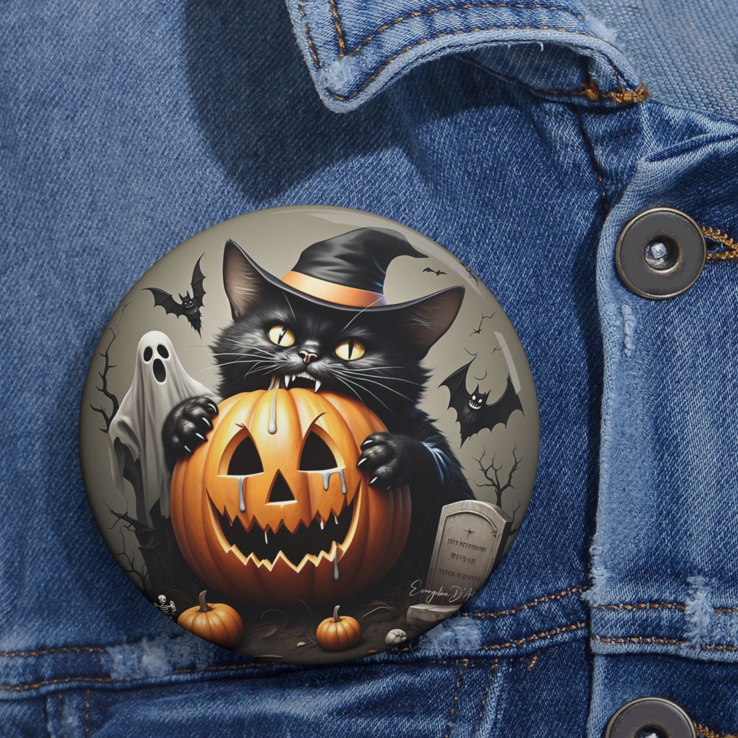 Halloween Black Cat Pin Button,haunted,Brooch,Holiday gift,Accessory,Spooky Pin