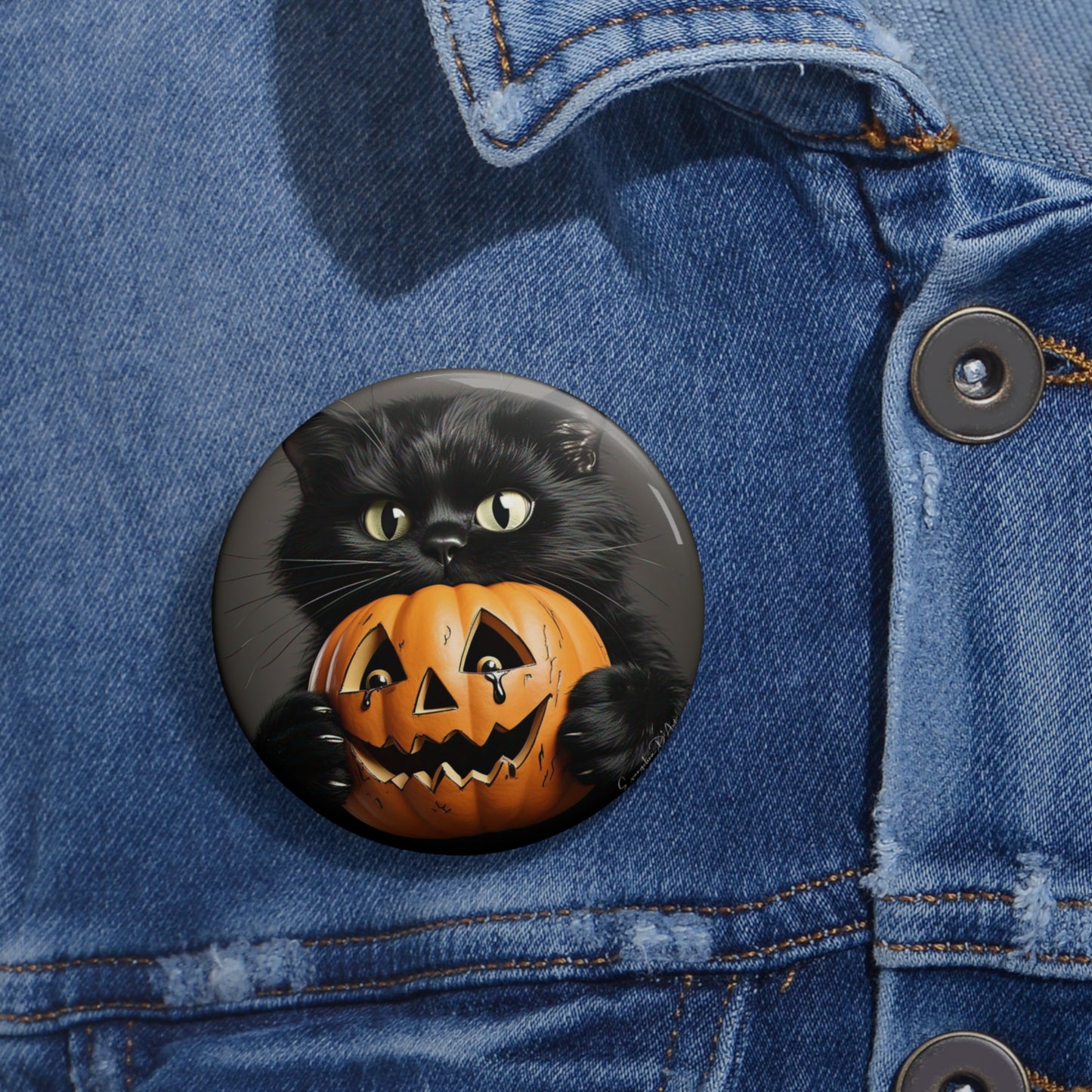 Halloween Black Cat,Pin Button,Brooch,Holiday Gift,Accessory,Trick or Treat,Boo
