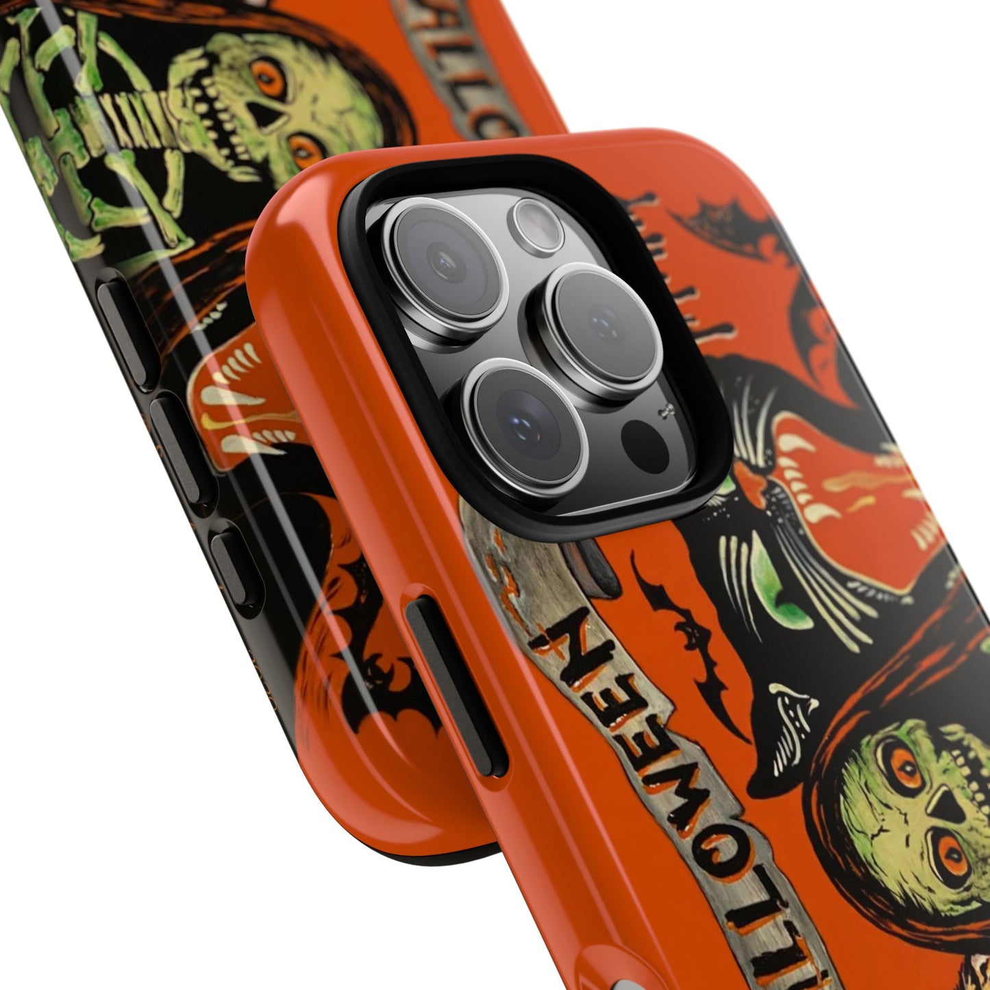 Vintage Halloween Phone Case,Tough Phone Cover,Spooky Accessory, Witch, Cat, Owl