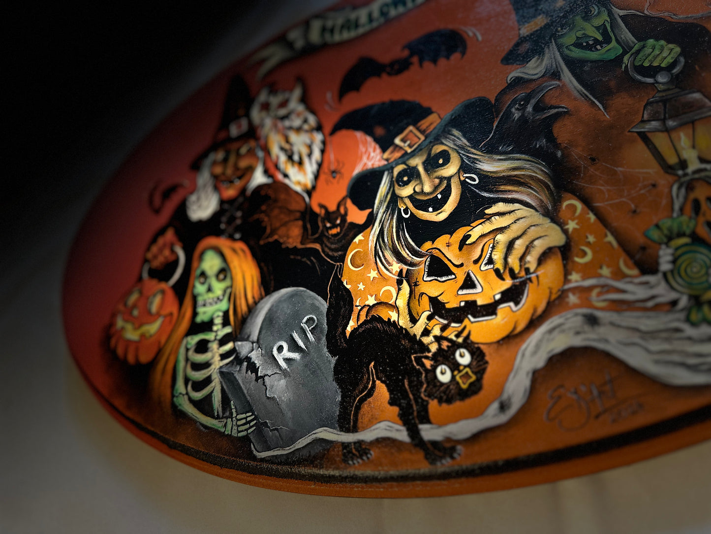 Unique Large Hand-Painted Vintage Halloween Wood Sign - 20"x12" Wall Art Decor